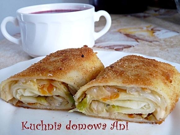 Krokiety z młodą kapustą i pieczarkami