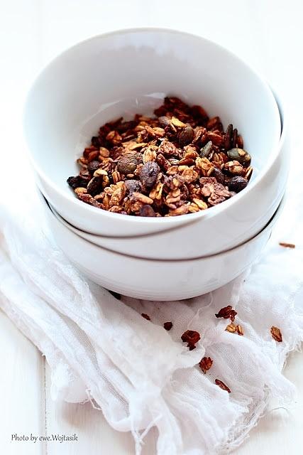 Dynia puree pestki płatki owsiane żytnie jesienna granola
