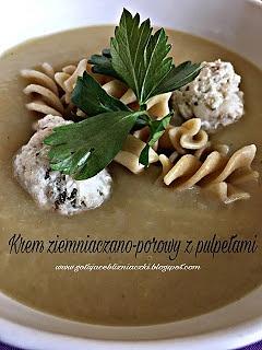 Krem ziemniaczano-porowy z pulpetami