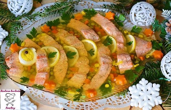 Pieczony łosoś w galarecie