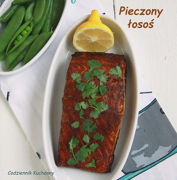 Pieczony łosoś odchudzający się obiad kolacja ryby bez jajek bez laktozy bez glutenu