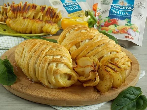 Kurczak w cieście francuskim z pieczonymi ziemniakami