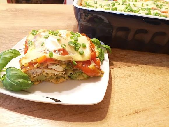 Lasagne z brokułami i kurczakiem