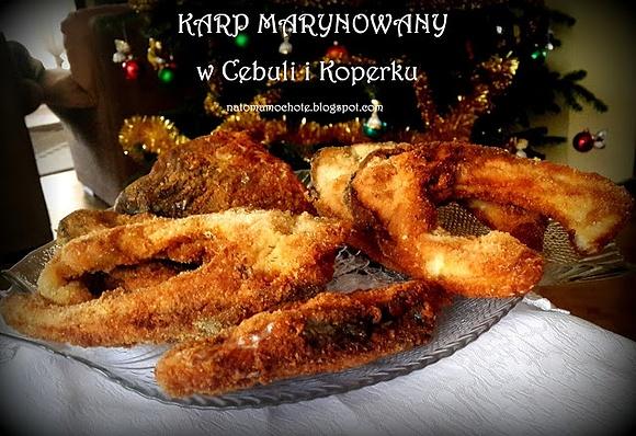 Smażony karp w marynacie koperkowo cebulowej