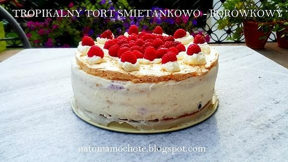 Tropikalny tort śmietankowo borówkowy