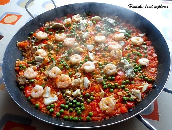 Paella z krewetkami