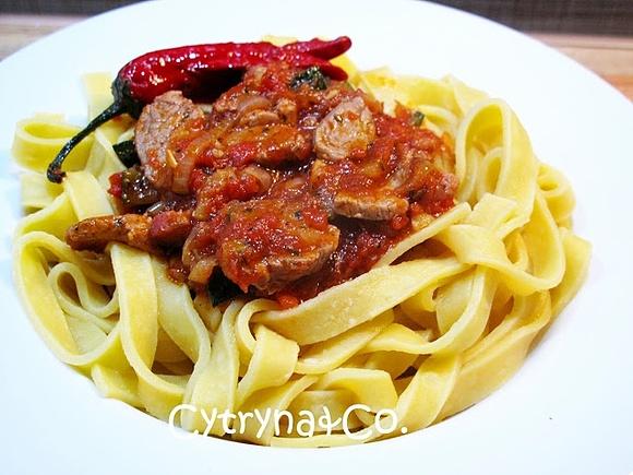 Tagliatelle z polędwicą wieprzową