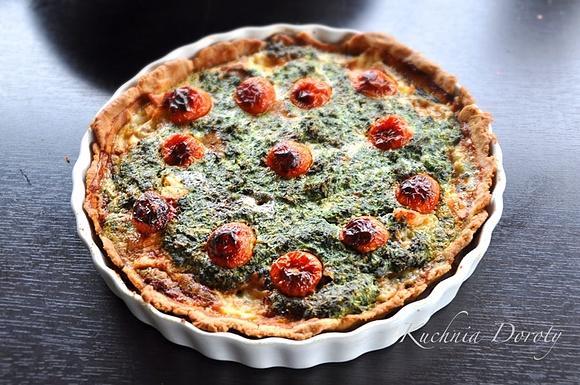 Tarta ze szpinakiem i łososiem