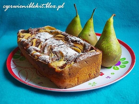 Dwukolorowe ciasto bananowe z gruszkami