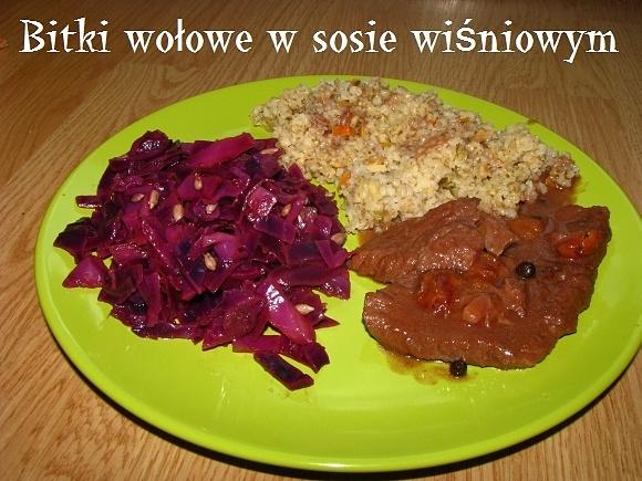 Bitki wołowe w sosie wiśniowym