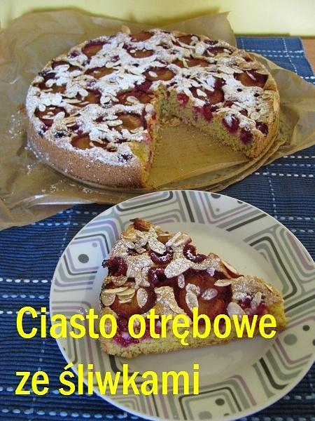 Ciasto otrębowe ze śliwkami bez tłuszczu