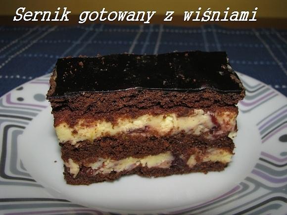 Sernik gotowany z wiśniami