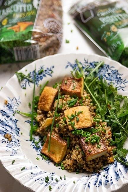 Grzybowe kaszotto z wędzonym tofu