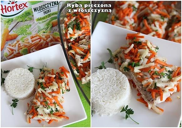 Ryba pieczona z włoszczyzną