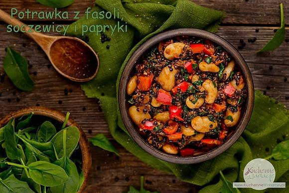 Potrawka z fasoli, soczewicy i papryki