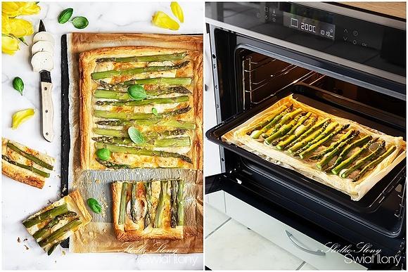 Tarta ze szparagami i kozim serem na cieście francuskim