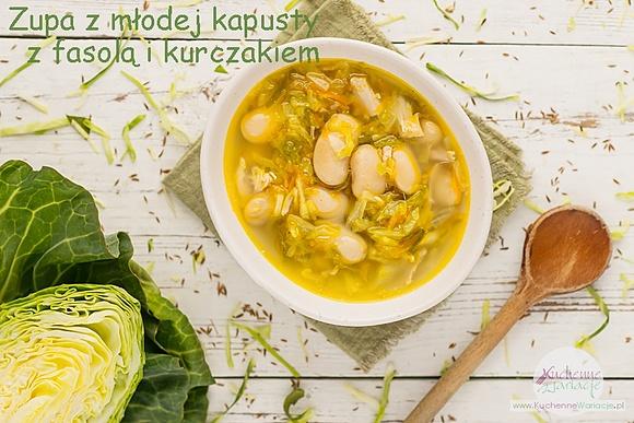 Zupa z młodej kapusty z fasolą i kurczakiem