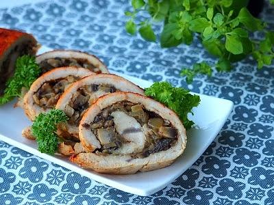 Pieczone roladki indycze z pieczarkami
