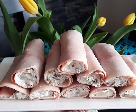 Roladki z szynki z serkiem i orzechami - keto, lchf, bez glutenu