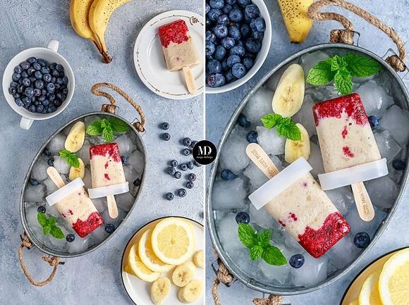 Lody bananowe z malinami i chia bez cukru