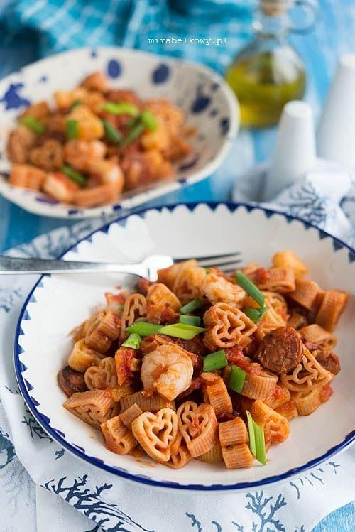 Makaron z krewetkami i chorizo
