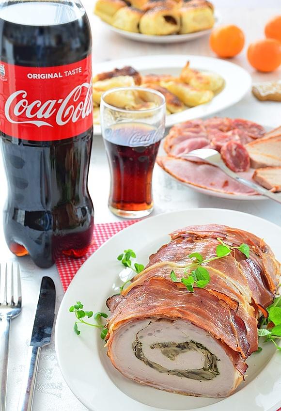 Schab faszerowany pieczarkami