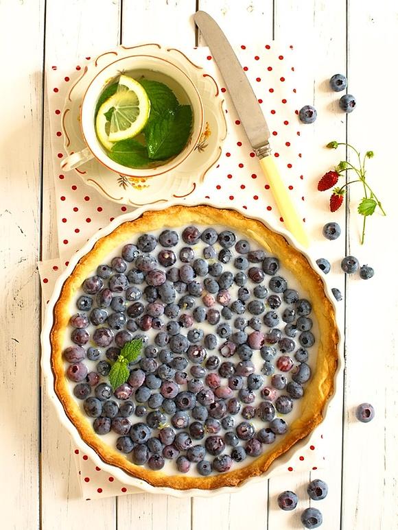 Tarta z borówkami i galaretką jogurtową