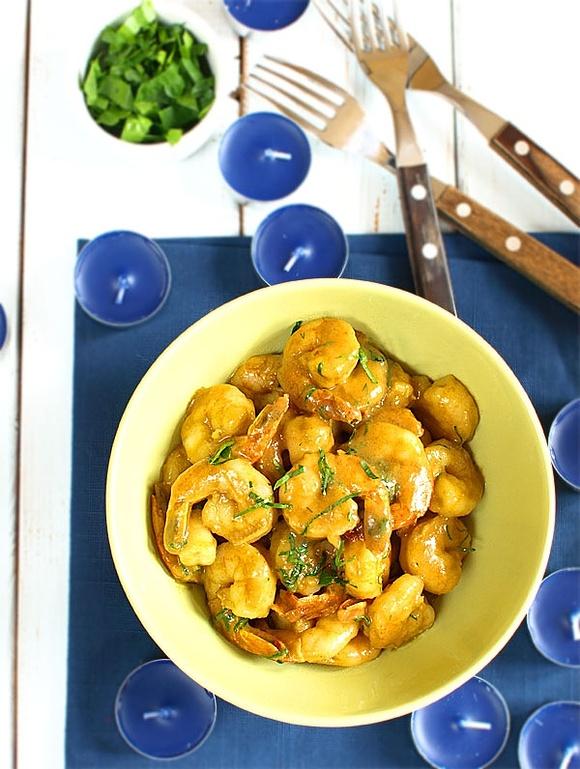 Zielone curry z krewetek