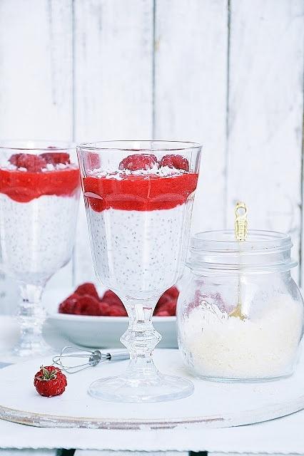Chia pudding z musem malinowym