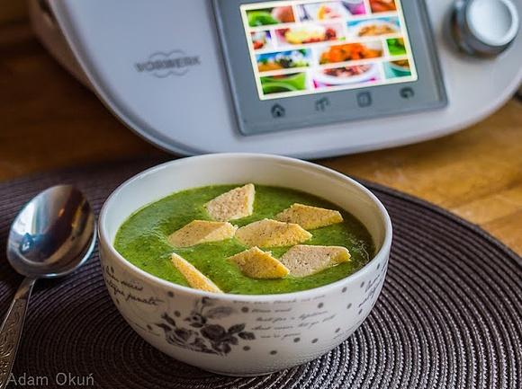 Krem szpinakowy z ciastem jajecznym - Thermomix