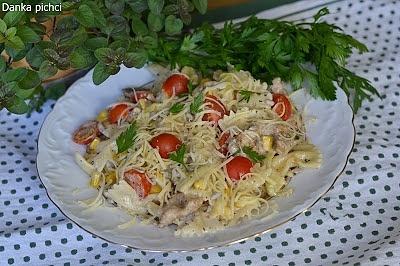 Makaron z fasolką i kurczakiem