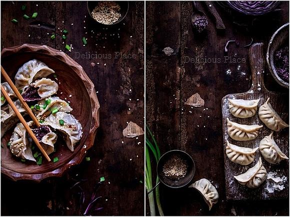 Pierogi z czerwoną kapustą i sezamem