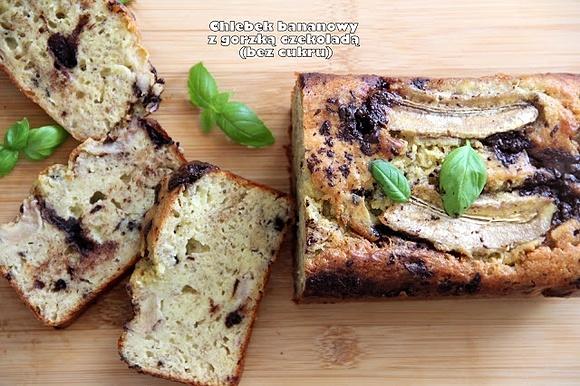 Chlebek bananowy z gorzką czekoladą bez cukru