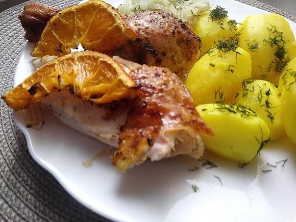 Kurczak w pomarańczach