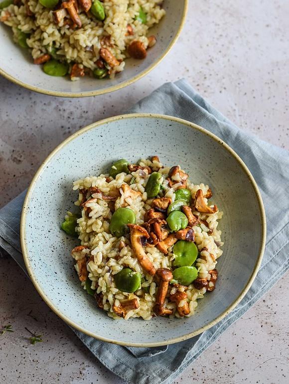 Risotto z kurkami i bobem