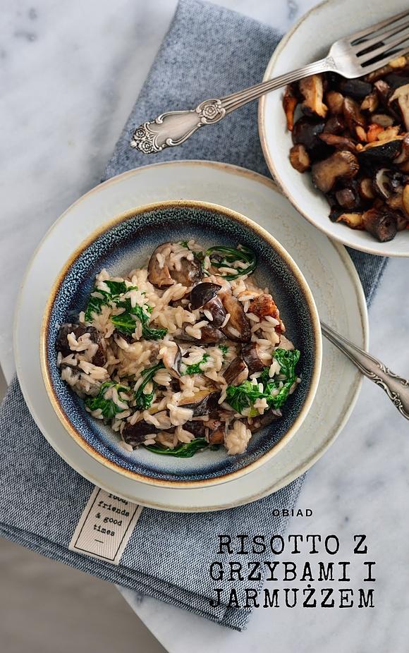 Kremowe risotto z grzybami i jarmużem