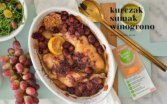 Pieczone ćwiartki kurczaka z sumakiem, winogronem i cytryną