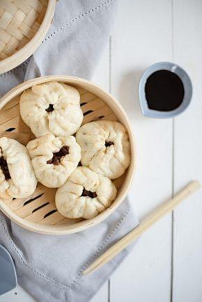 Char siu bao z grzybami - chińskie bułeczki na parze