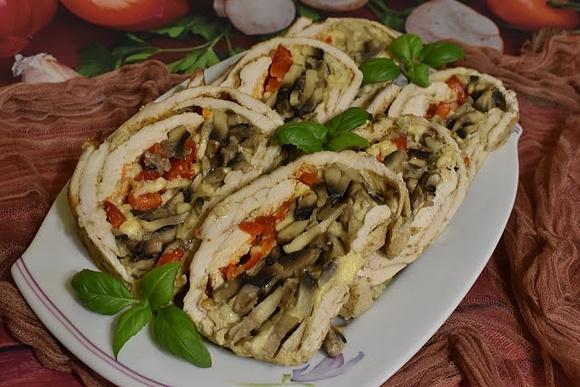Babka z kurczaka z pieczarkami