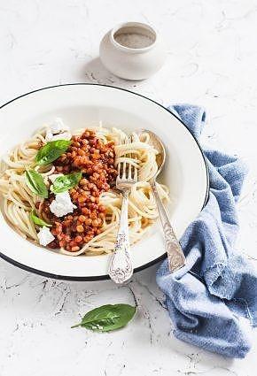 Spaghetti z soczewicą