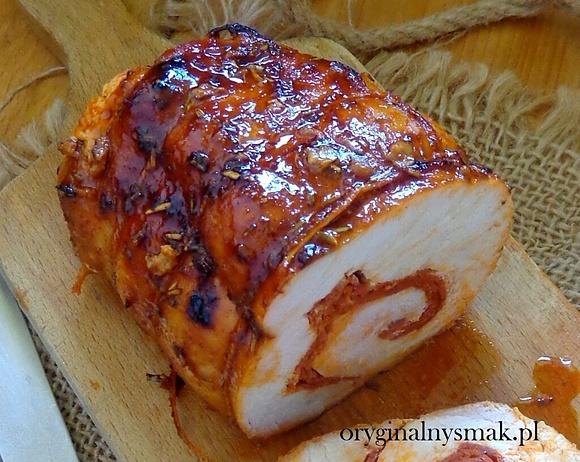 Pieczony filet z indyka z chorizo