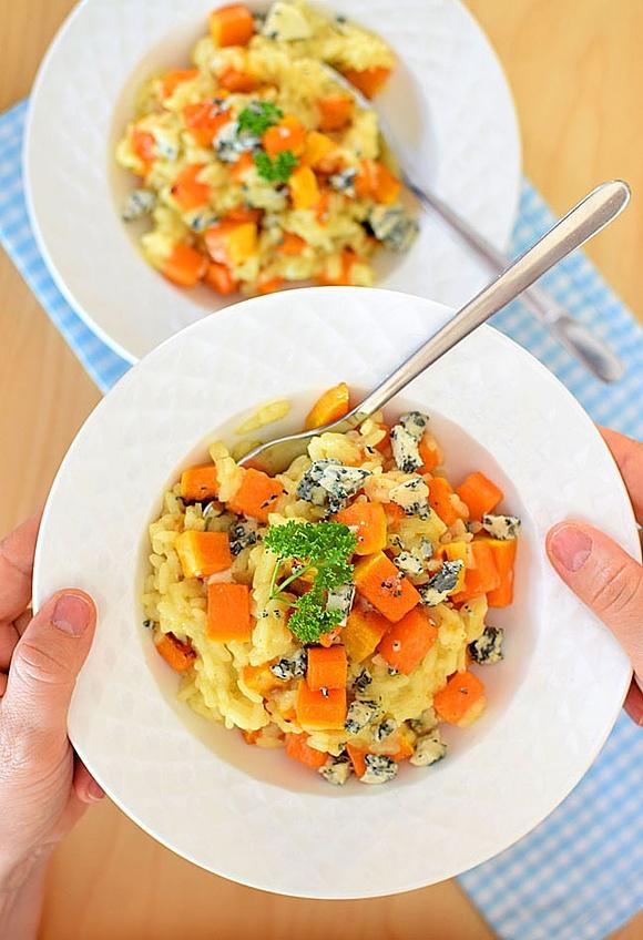 Risotto z pieczoną dynią i serem pleśniowym