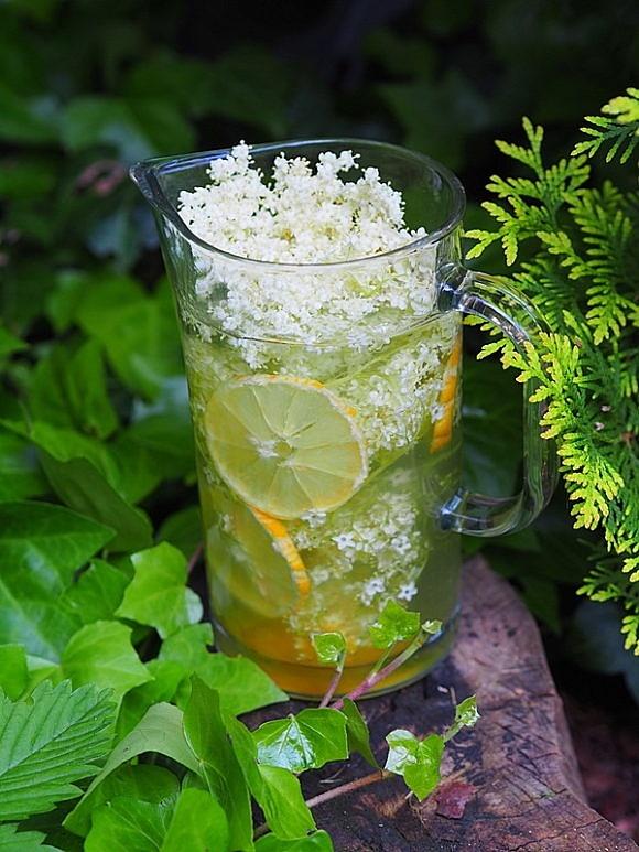 Lemoniada z kwiatami czarnego bzu, miodem i cytryną
