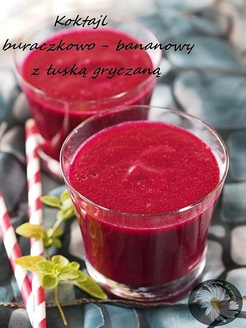 Koktajl buraczkowo-bananowy z łuską gryczaną i miodem