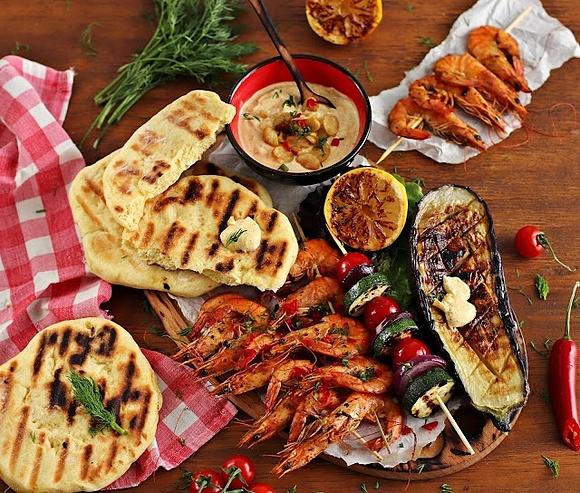 Krewetki w paście korma z grilla