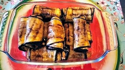 Grillowany bakłażan z tofu i pieczarkami