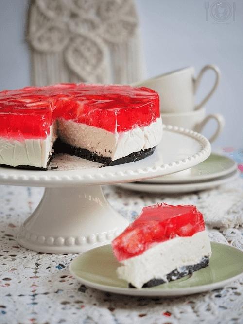 Keto sernik na zimno z truskawkami Paleo LowCarb bez nabiału