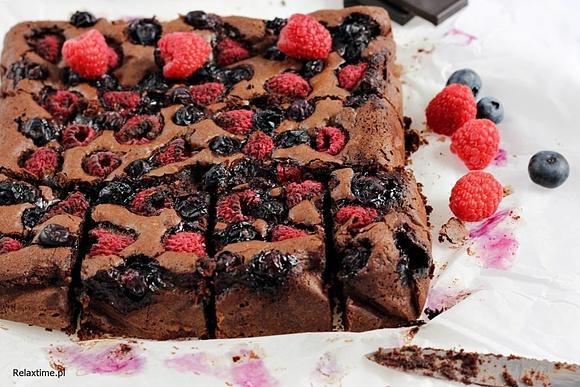 Migdałowe Brownie z Malinami