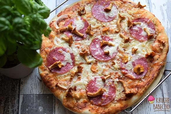 Pizza z kurkami i salami