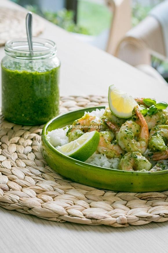Krewetki z pesto – szybki obiad